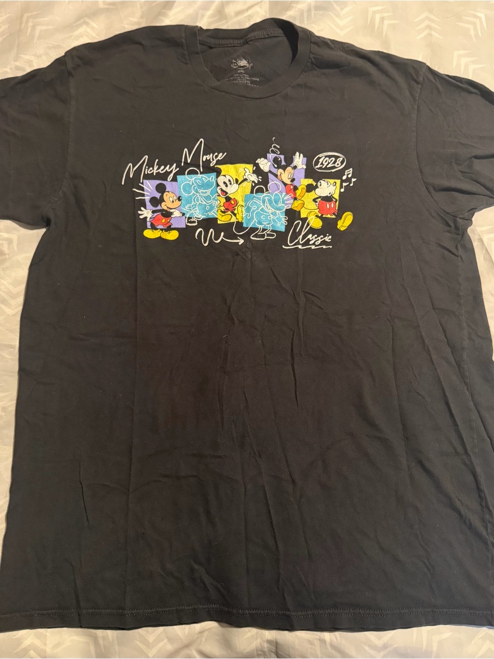 Disney Black Graphic Tee with White Accents